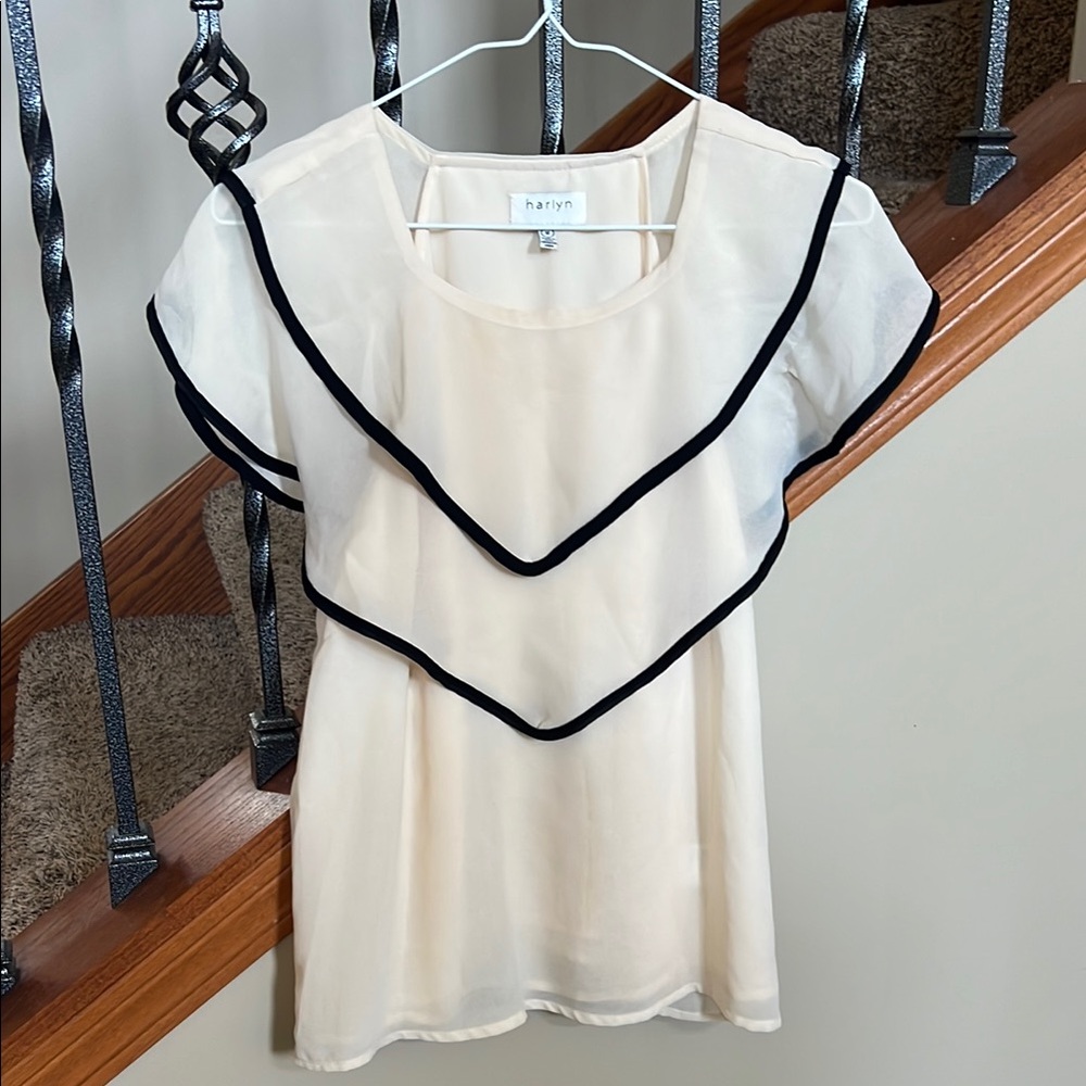 Cream Top with Black Trim